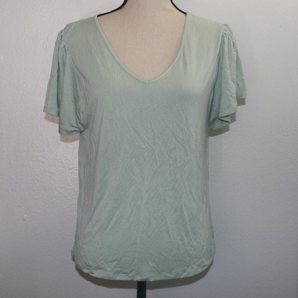 A New Day Ruffle Short Sleeve V-neck Tshirt
